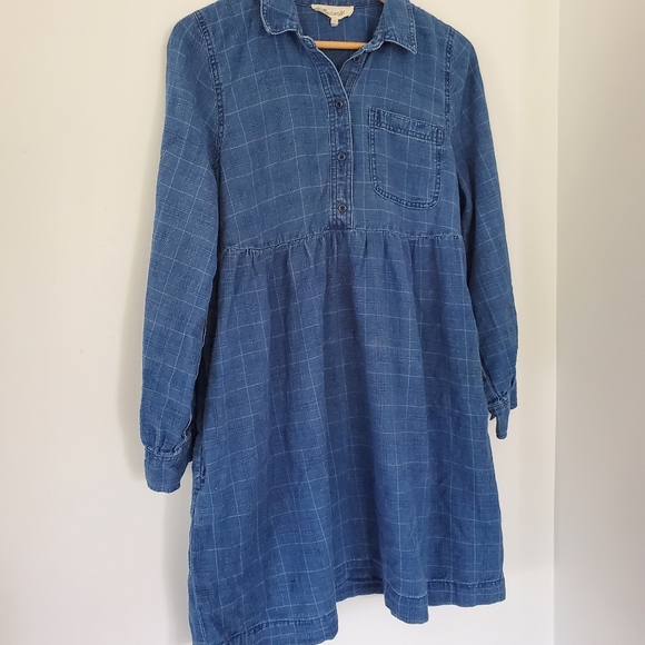 MADEWELL Size Large Indigo Plaid Denim Babydoll Shirtdress $128 Runs Small! EUC! - Picture 12 of 16